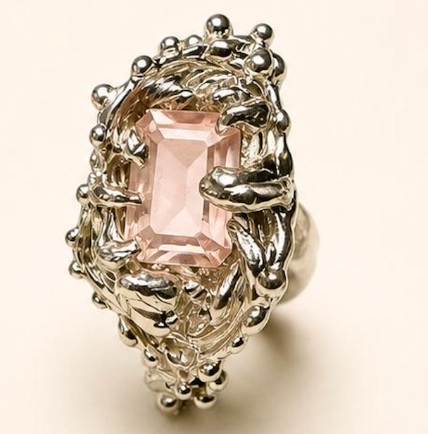 Barnacle Ring - Rose Quartz and Sterling Silver