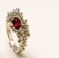 Barnacle Ring - Recyled Sterling Silver and Garnet