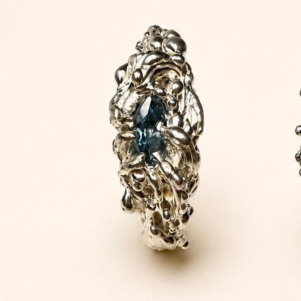 Barnacle Ring - Sterling Silver and London Blue Topaz
